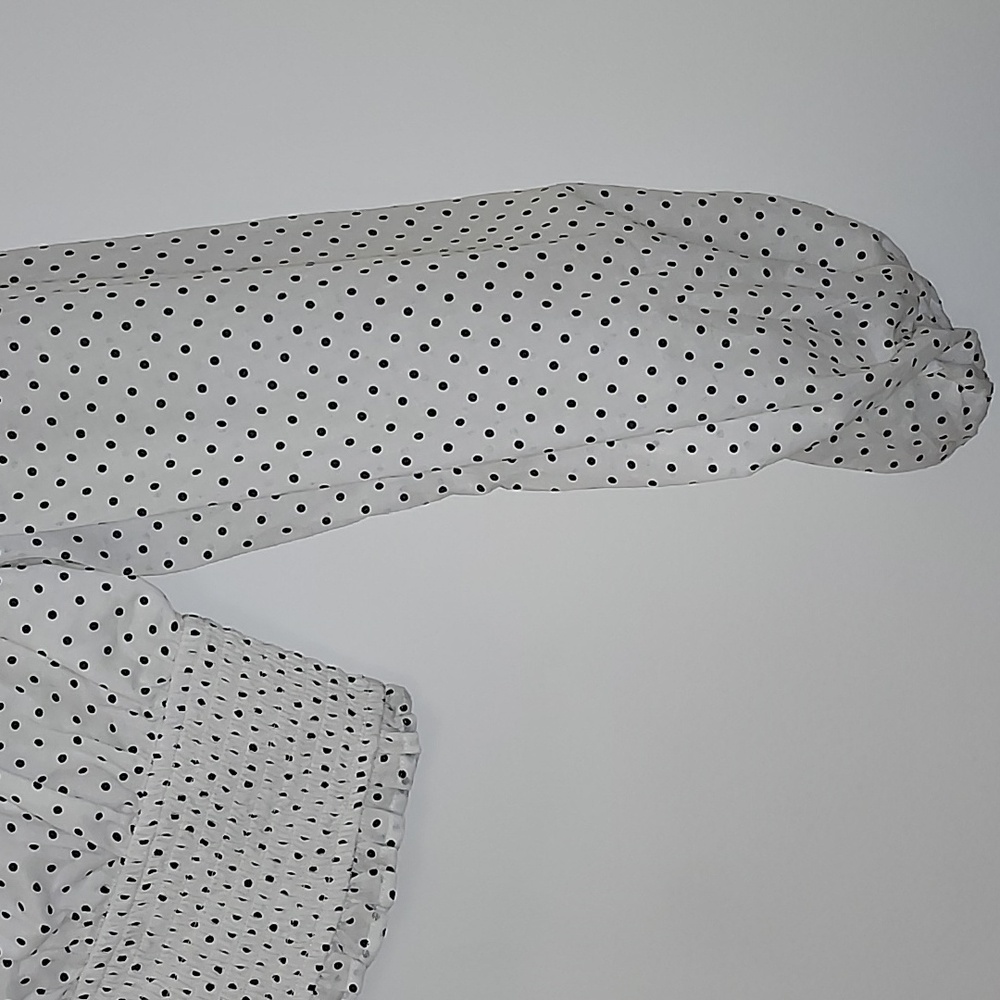 Revolve Majorelle Tate Smocked Long Sleeve Polkadotz Puff Sleeve CottageTop Sz S - Picture 7 of 16